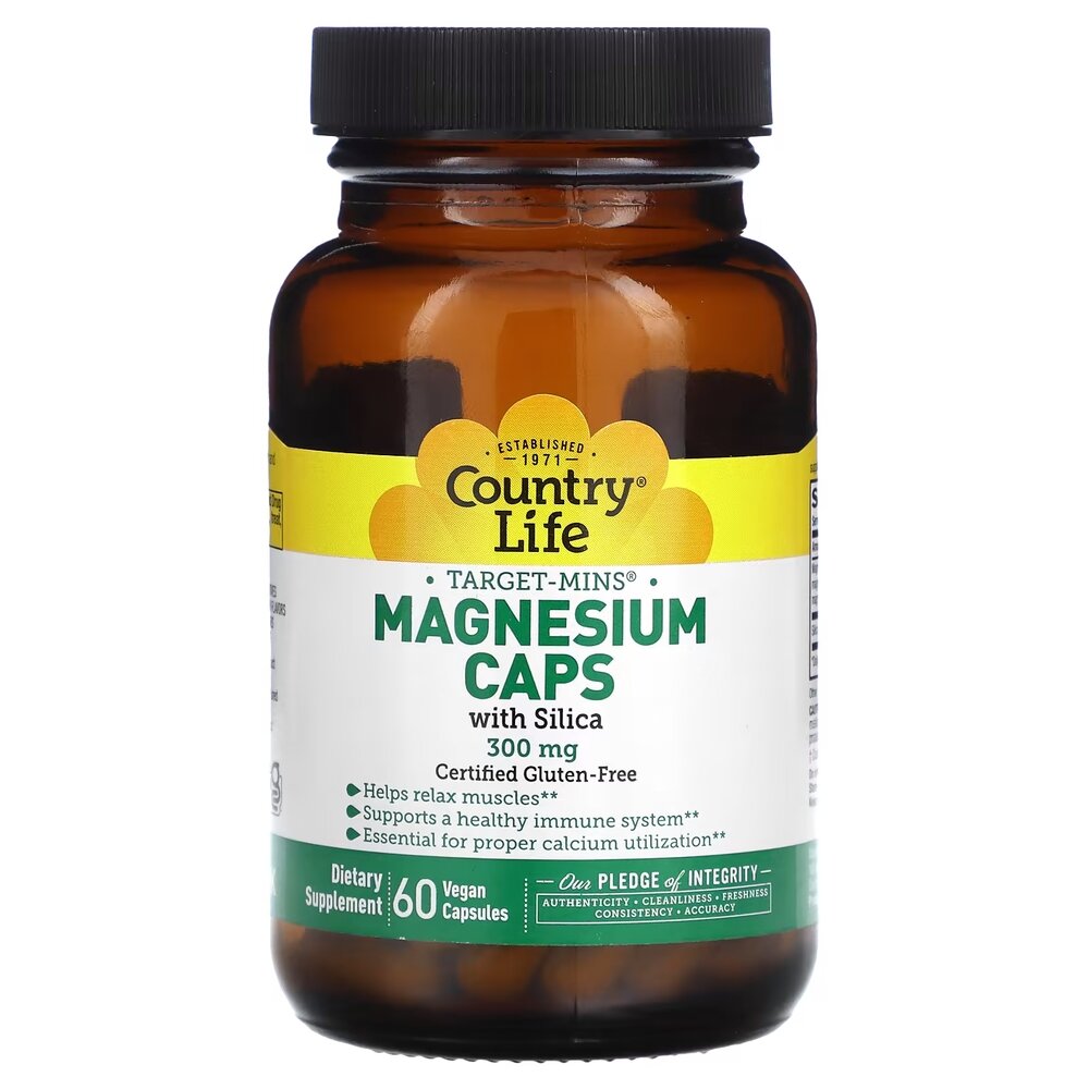 Витамины и минералы Country Life Target-Mins Magnesium Caps 300 mg with Silica, 60 вегакапсул
