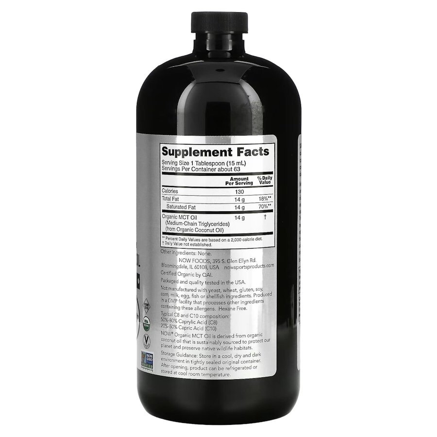 Органическое масло MCT NOW Sports Organic MCT Oil, 946 мл. Фото 2