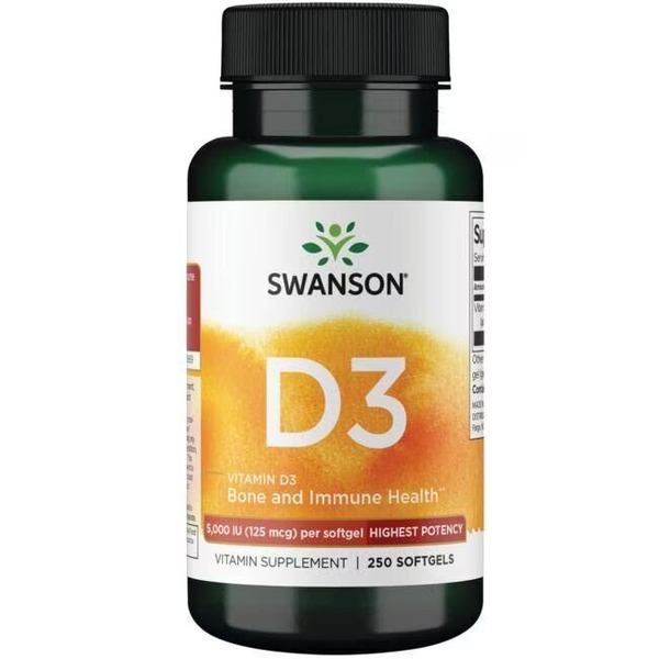 Вітамін D3 Swanson Vitamin D3 5000 IU High Potency, 250 капсул