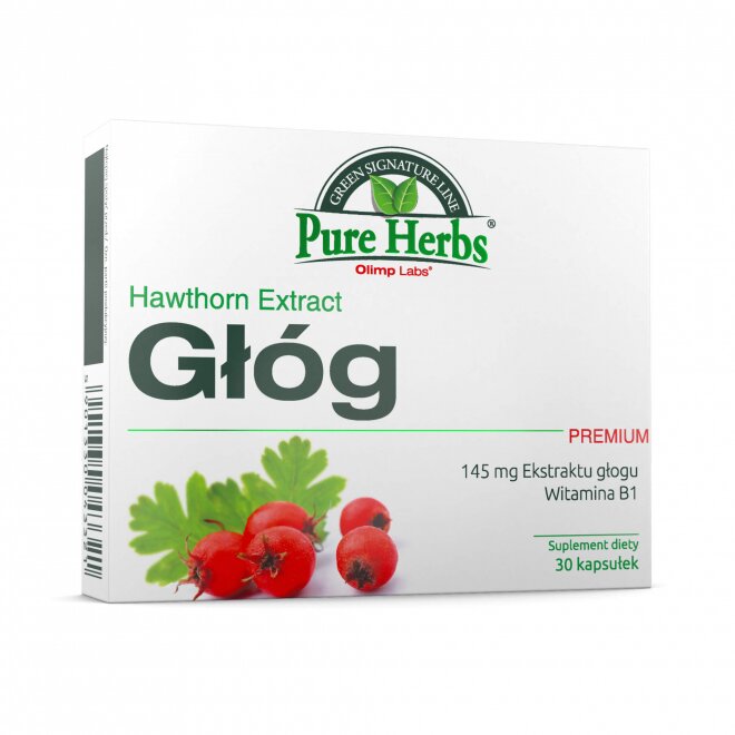 Экстракт боярышника и витамин В1 Olimp Sport Nutrition Pure Herbs Glog Premium, 30 капсул для поддержки сердца