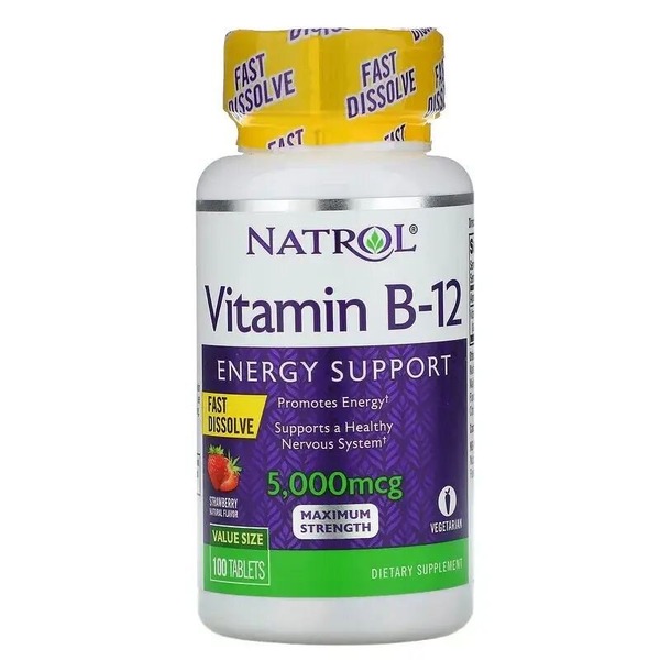 Швидкорозчинний вітамін B12 Natrol Vitamin B-12 5000 mcg, 100 таблеток