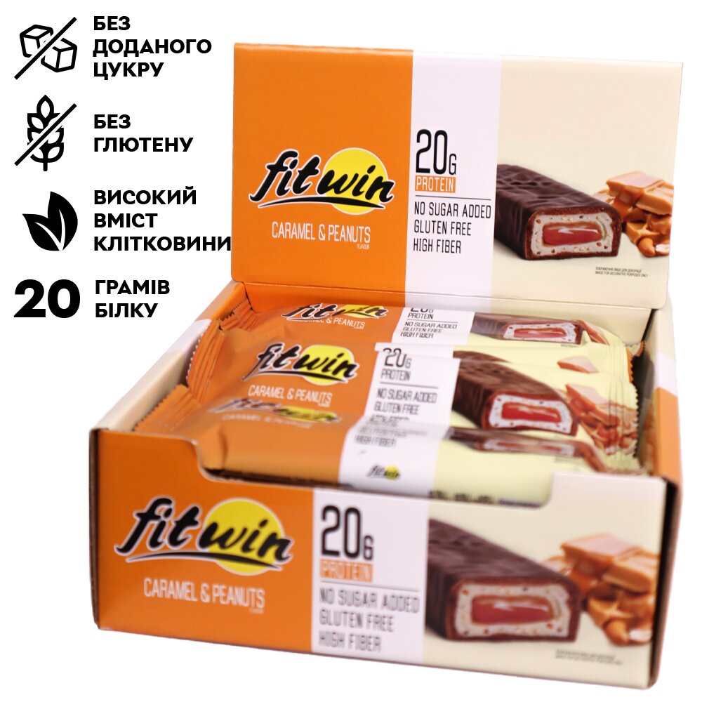 Блок протеиновых батончиков FitWin Protein Bar 33%, 12x60 грамм
