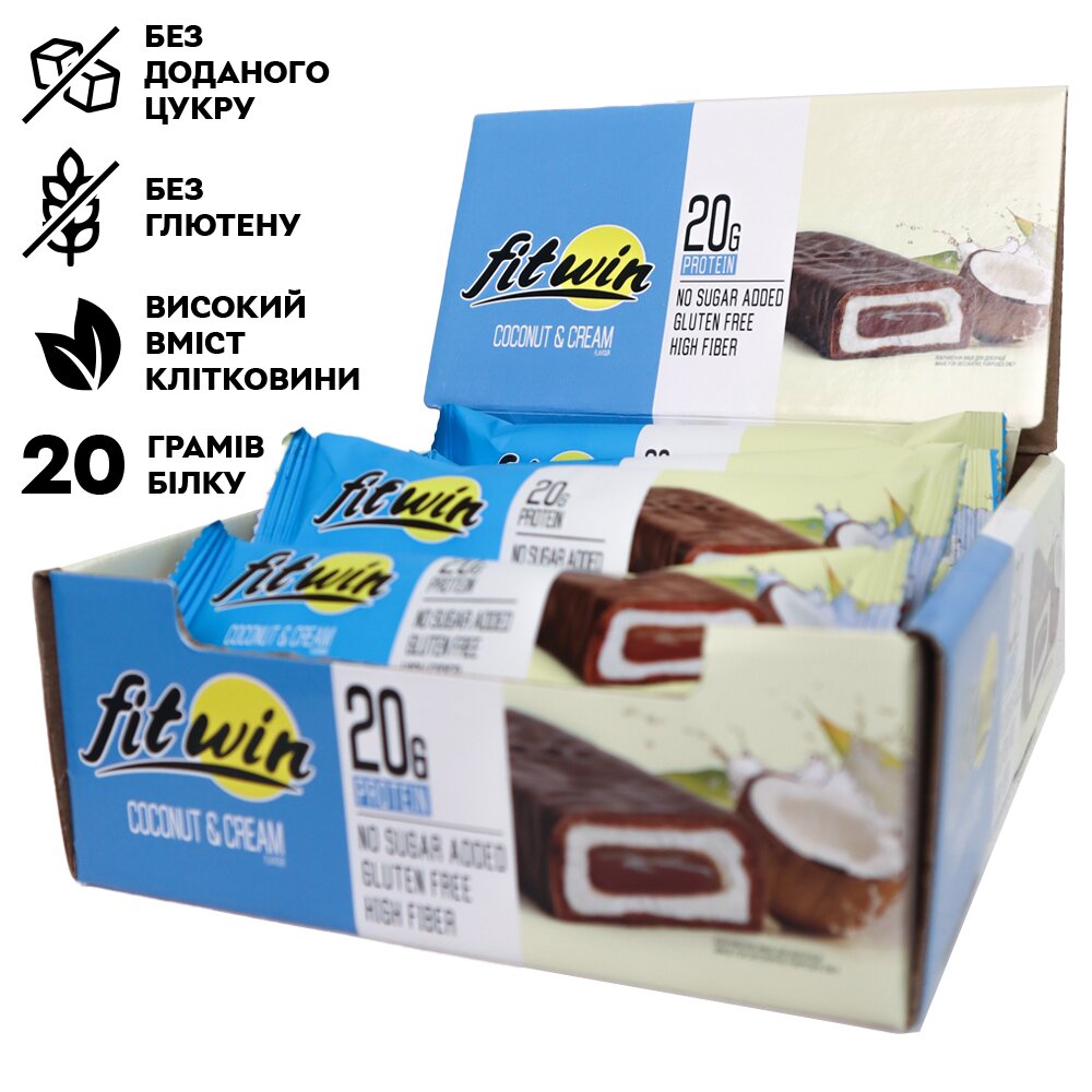 Блок протеиновых батончиков FitWin Protein Bar 33%, 12x60 грамм. Фото 5