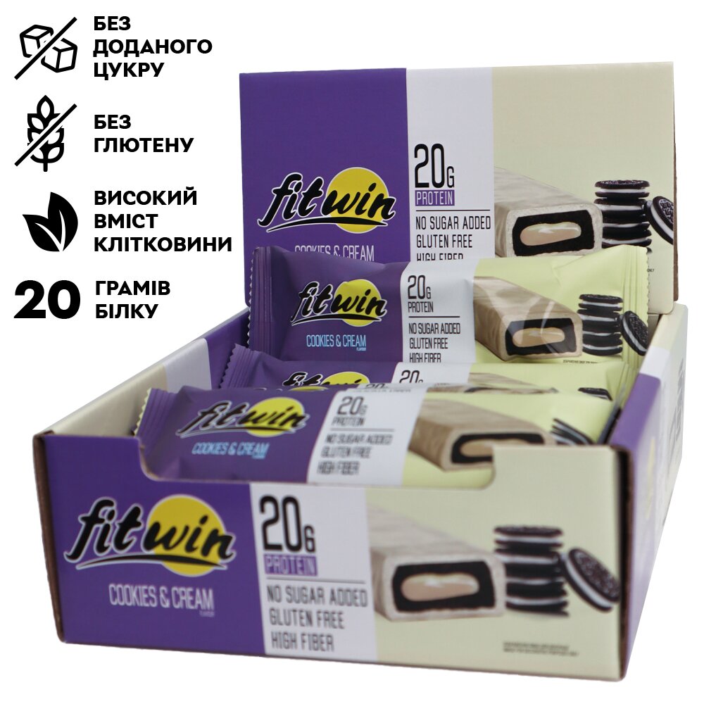 Блок протеиновых батончиков FitWin Protein Bar 33%, 12x60 грамм. Фото 3