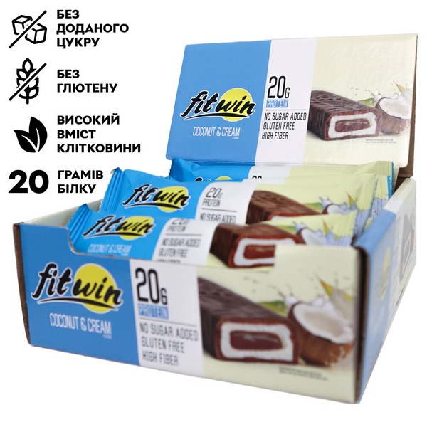 Блок протеиновых батончиков FitWin Protein Bar 33%, 12x60 грамм. Фото 5