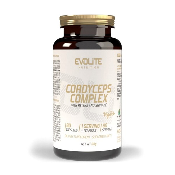 Екстракт кордицепса, шиїтаке, рейші Evolite Nutrition Cordyceps Complex, 60 капсул для підтримки імунної системи