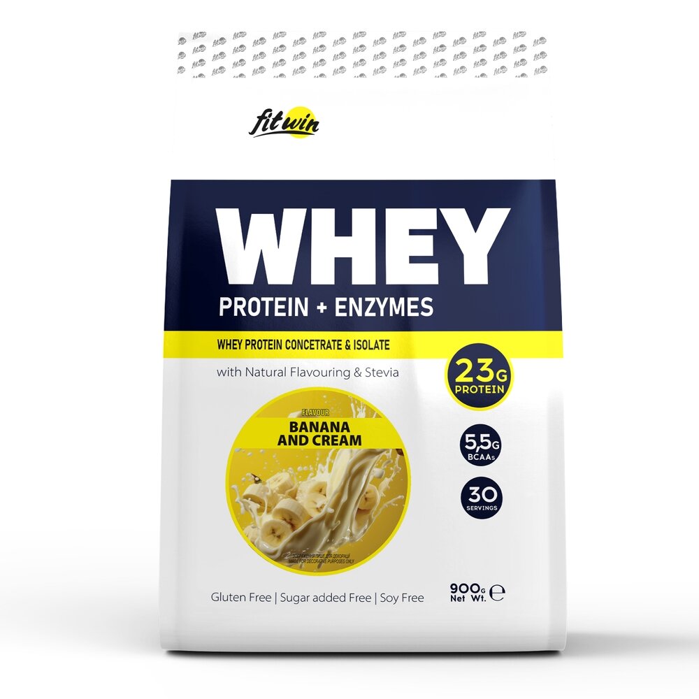 Протеин FitWin Whey Protein + Enzymes, 900 грамм