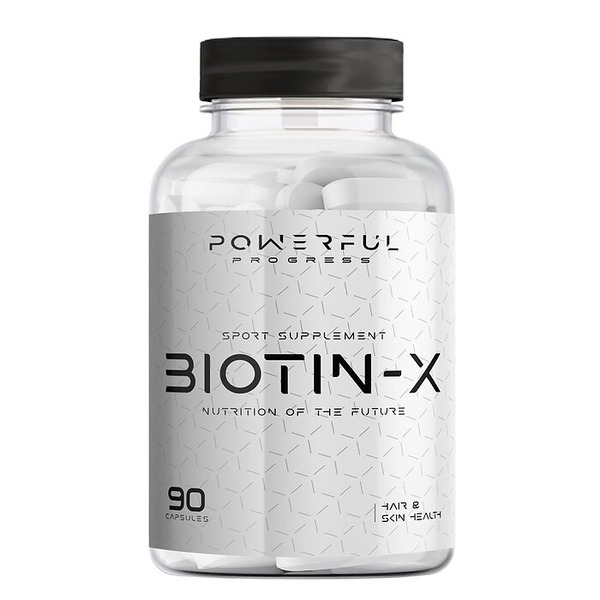 Біотин Powerful Progress Biotin-X 5000 mcg, 90 капсул для підтримки шкіри, волосся та нігтів.
