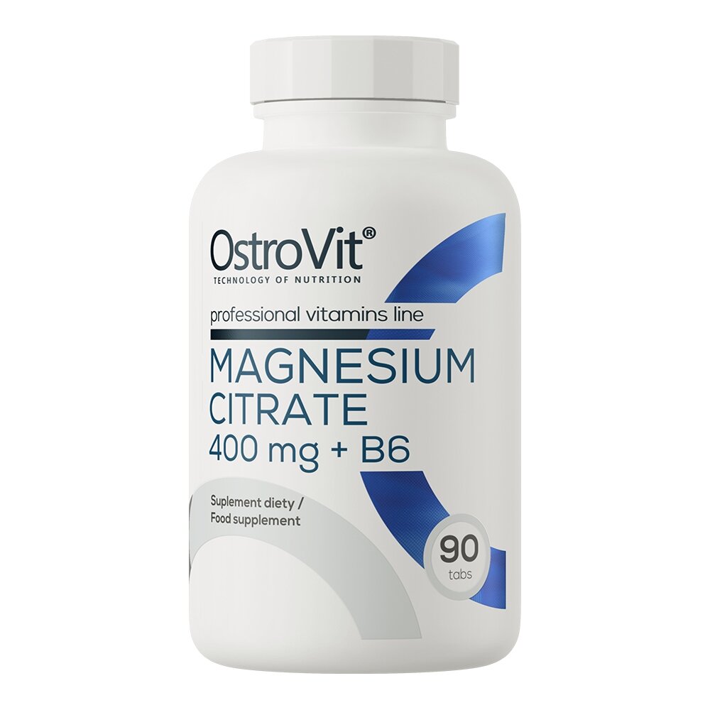 Цитрат магнію та вітамін B6 OstroVit Magnesium Citrate+ B6 400 mg, 90 таблеток для підтримки нервової системи