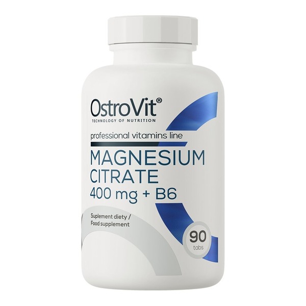 Цитрат магнію та вітамін B6 OstroVit Magnesium Citrate+ B6 400 mg, 90 таблеток для підтримки нервової системи
