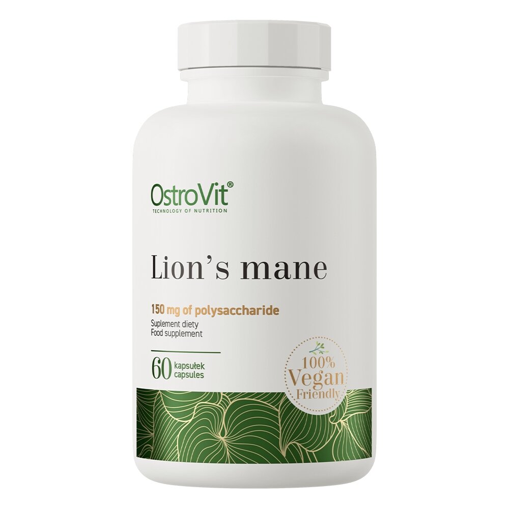 Екстракт гриба левової гриви OstroVit Vege Lion's Mane, 60 вегакапсул для підтримки пам'яті та концентрації уваги