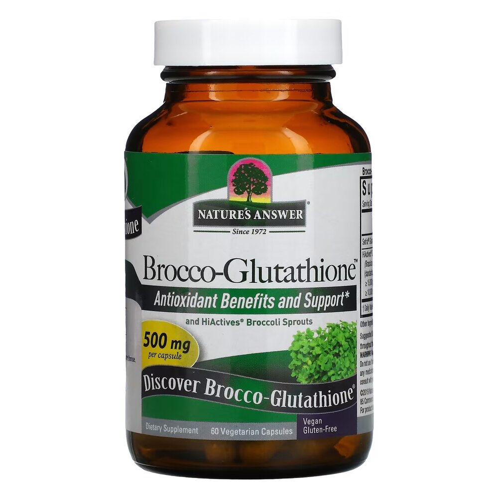 Глутатион из брокколи Nature's Answer Brocco-Glutathione 500 mg, 60 вегакапсул