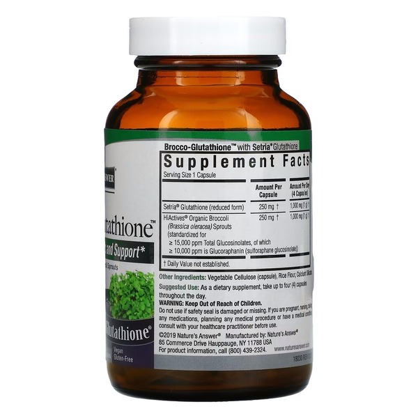 Глутатион из брокколи Nature's Answer Brocco-Glutathione 500 mg, 60 вегакапсул. Фото 2
