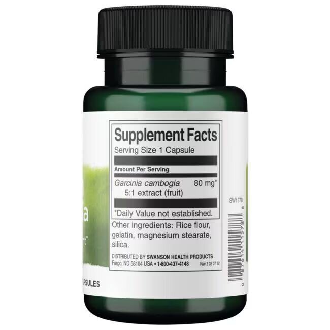 Экстракт гарцинии камбоджийской Swanson Garcinia Cambogia 80 mg, 60 капсул. Фото 2