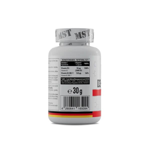 Вітамін D3 та K2 MST Nutrition Vitamin D3 + K2 MK7, 120 капсул. Фото 2