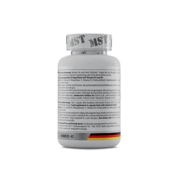 Вітамін D3 та K2 MST Nutrition Vitamin D3 + K2 MK7, 120 капсул. Фото 3