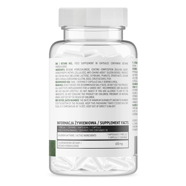Натуральна добавка OstroVit Vege Betaine HCl, 90 вегакапсул. Фото 2
