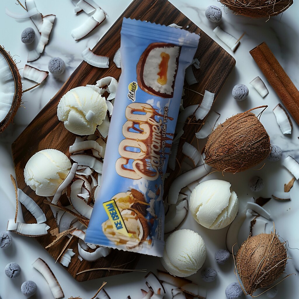 Кокосово-карамельный батончик FitWin Coco Caramel Нет Sugar Added, 40 грам. Фото 3