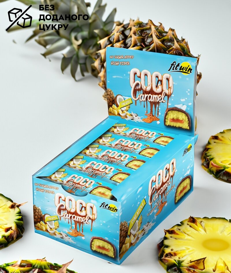 Кокосово-карамельный батончик FitWin Coco Caramel No Sugar Added, 20*40 грамм