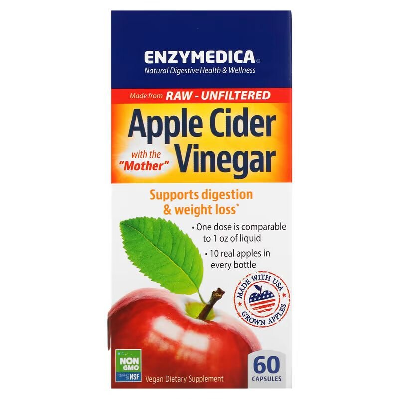 Натуральна добавка Enzymedica Apple Cider Vinegar, 60 капсул. Фото 2